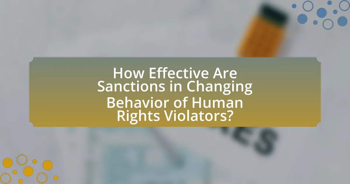 How Effective Are Sanctions in Changing Behavior of Human Rights Violators?