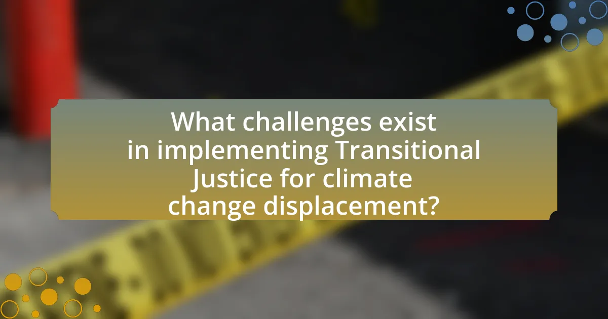 What challenges exist in implementing Transitional Justice for climate change displacement?