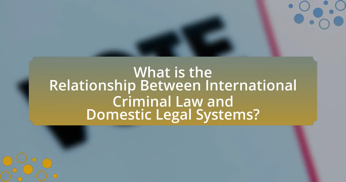 What is the Relationship Between International Criminal Law and Domestic Legal Systems?