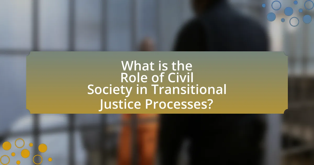 What is the Role of Civil Society in Transitional Justice Processes?