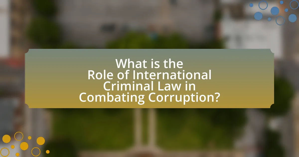 What is the Role of International Criminal Law in Combating Corruption?