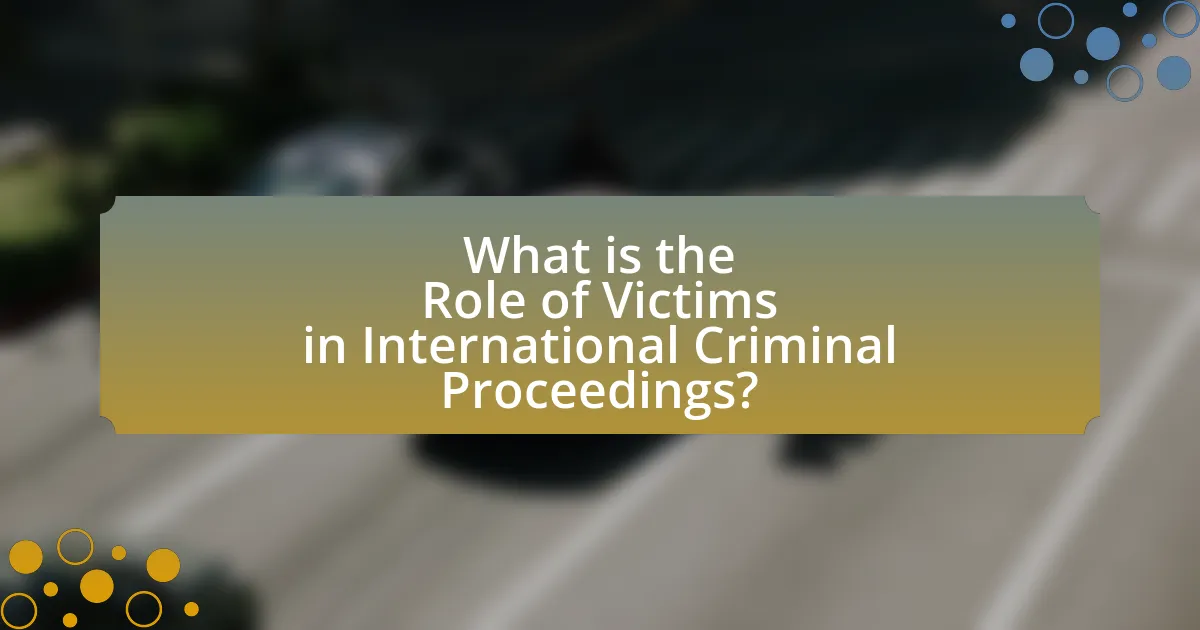 What is the Role of Victims in International Criminal Proceedings?