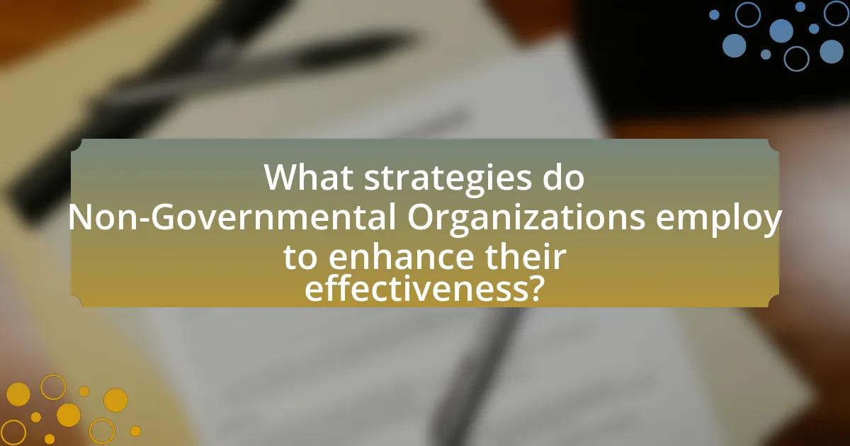 What strategies do Non-Governmental Organizations employ to enhance their effectiveness?